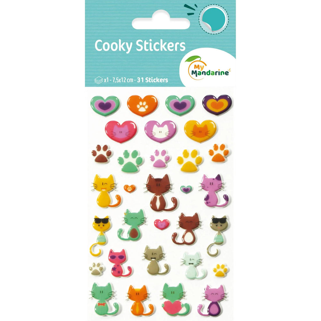 Autocollants Cooky Chats/Coeurs 31 gommettes