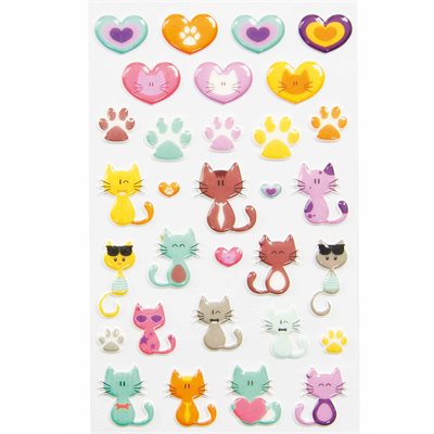 Autocollants  Cooky Chats/Coeurs MAILDOR