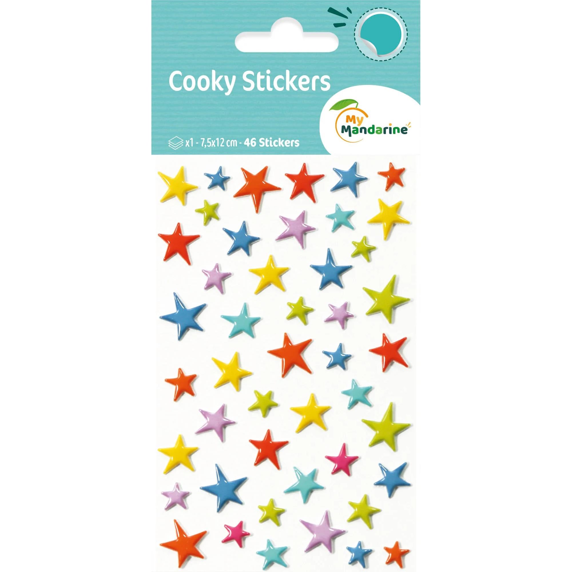 Autocollants Cooky Étoiles Colorées 46 gommettes
