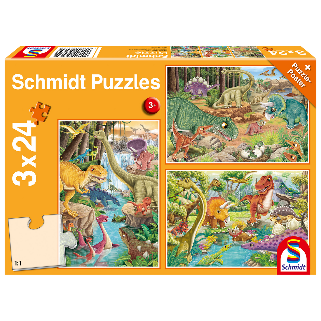 PZ 3x24: LES DINOSAURES S'AMUSENT SCHMIDT PUZZLE
