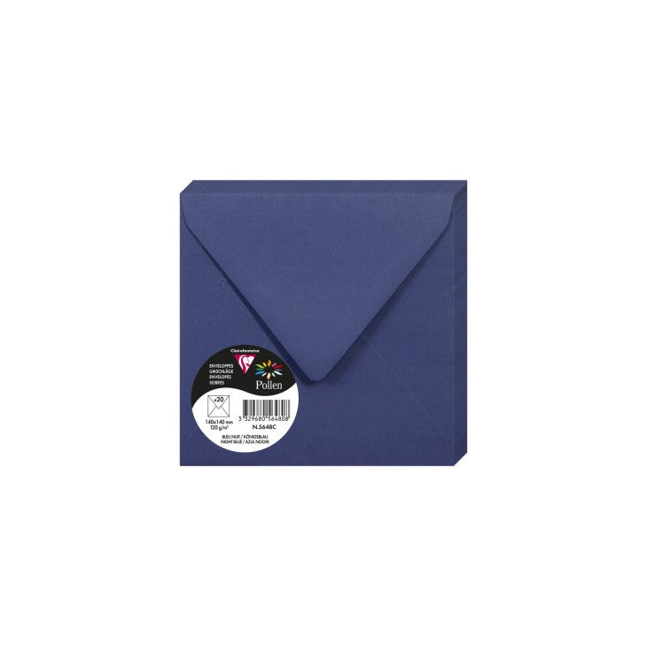 Enveloppe Bleu Nuit 140X140 120G Pqt:20 POLLEN
