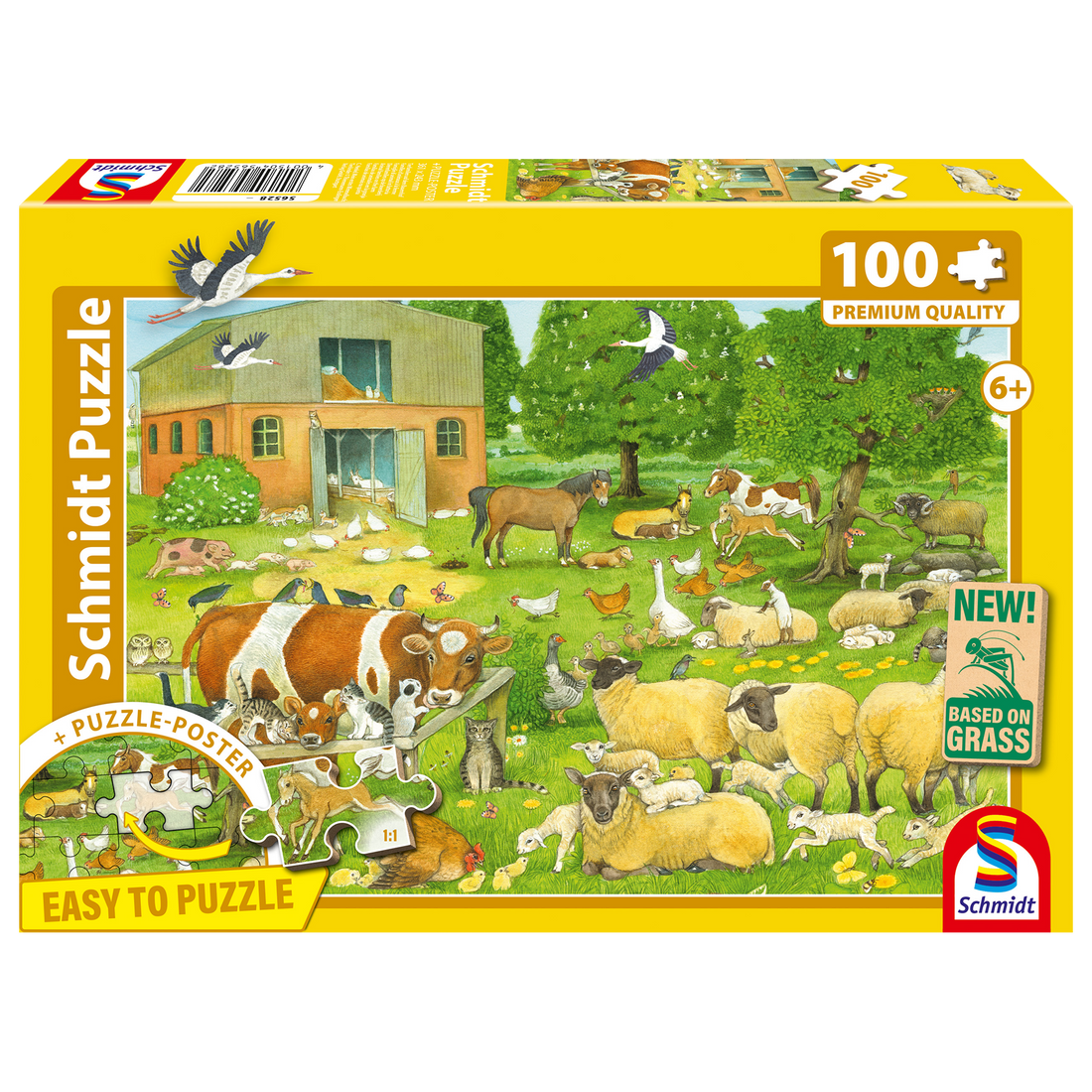 PZ100: LES FAMILLES D'ANIMAUX SUR LA FERME SCHMIDT PUZZLE
