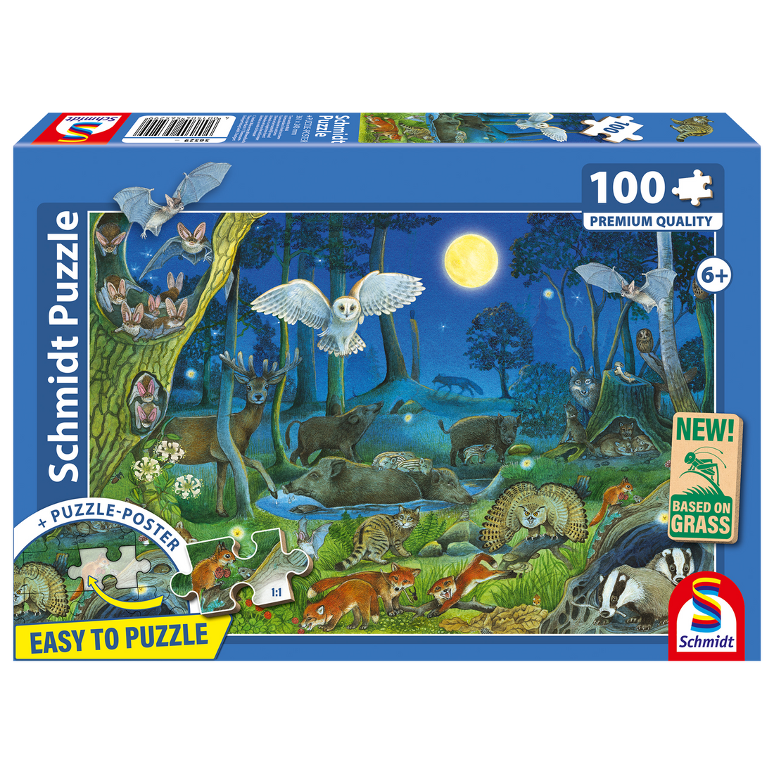 PZ100: ANIMAUX DANS LA FORÊT NOCTURNE SCHMIDT PUZZLE
