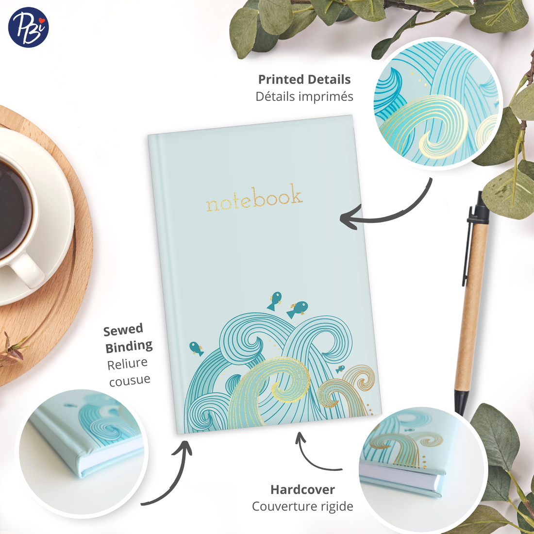 CAHIER DE NOTES - VAGUES ET PETITS POISSONS PBI LIVRES NOTES