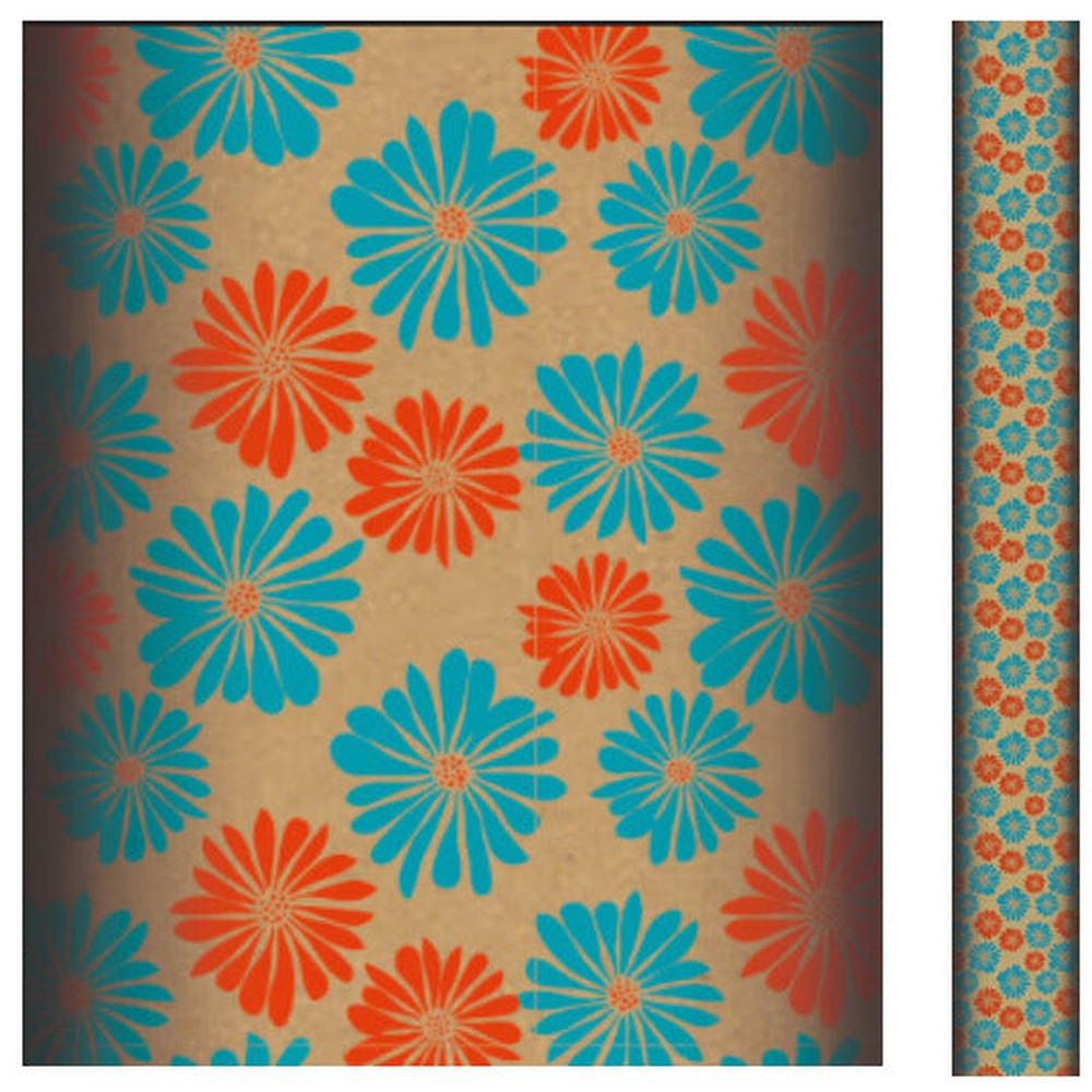 Kraft Brun 60G, Rl Fleurs 2x0,70M CLAIREFONTAINE
