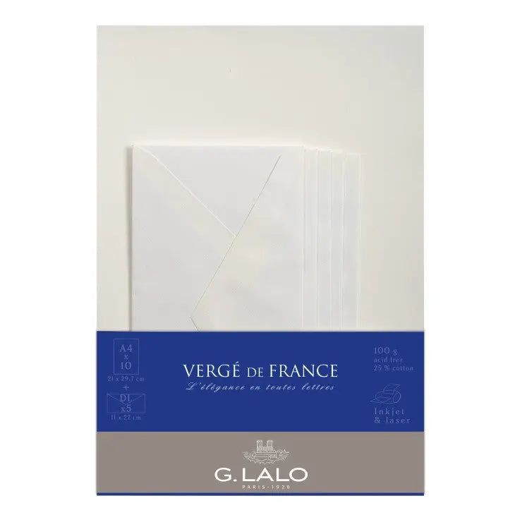 Vergé De France Feuilles A4 Dl Enveloppes  Blanc G.LALO