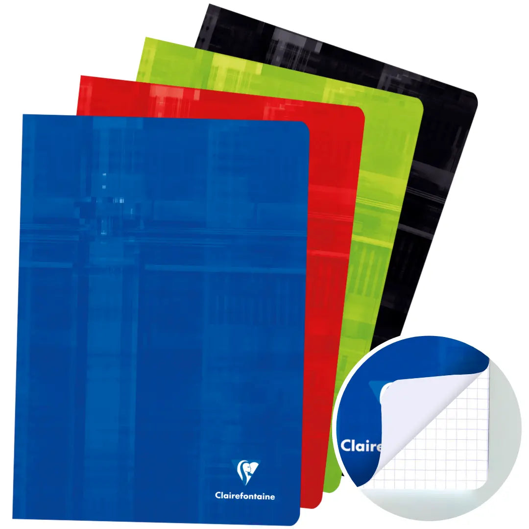 Cahier agrafé 5/5 -assortis- A4.  80 pages (21x29.7cm) CLAIREFONTAINE