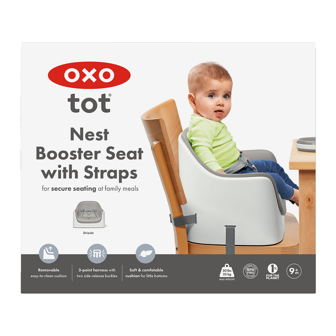 REHAUSSEUR NEST AVEC COUSSIN AMOVIBLE - DRIZZLE OXO TOT