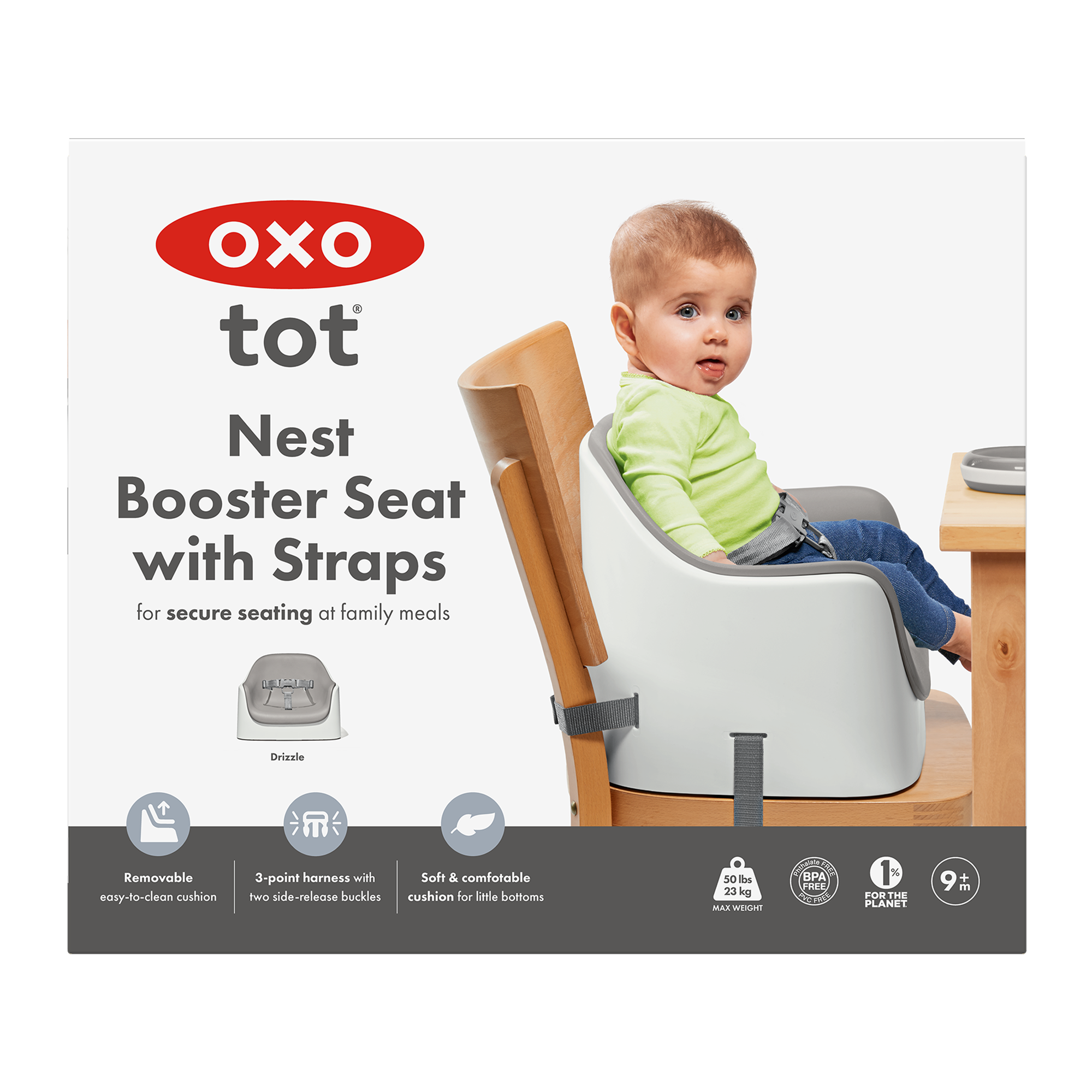 REHAUSSEUR NEST AVEC COUSSIN AMOVIBLE - DRIZZLE OXO TOT