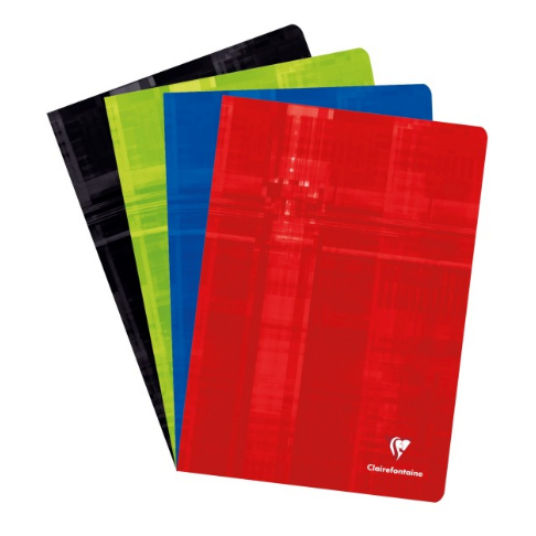 Cahier agrafé 5/5 -assortis- A4.  96 pages (21x29.7cm) CLAIREFONTAINE