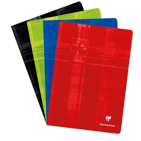 Cahier agrafé 5/5 -assortis- A4.  144 pages (21x29.7cm) CLAIREFONTAINE