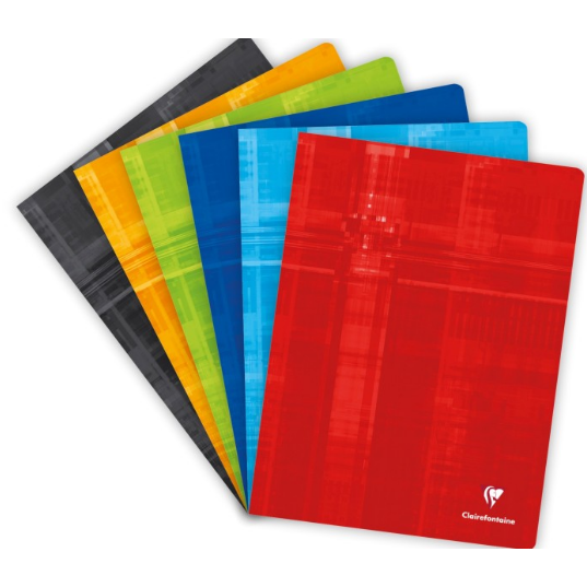 Cahier agrafé 5/5 -assortis- 96 pages (24x32cm) CLAIREFONTAINE