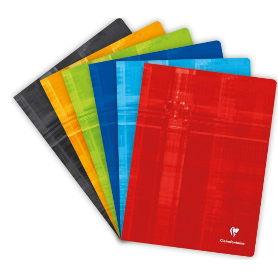 Cahier agrafé ligné+M -assortis- 96 pages (24x32cm) CLAIREFONTAINE