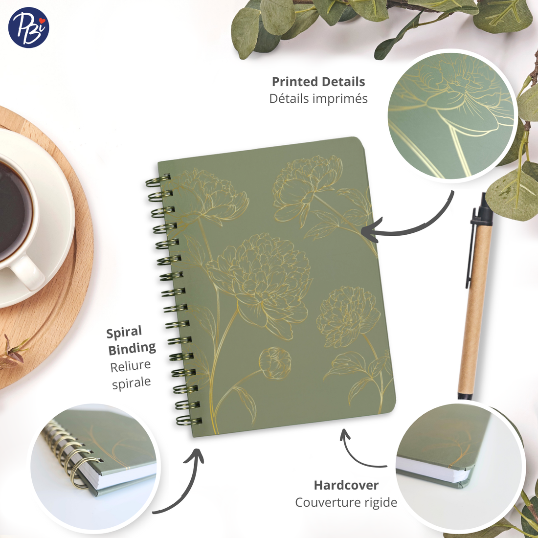 CAHIER DE NOTES - FLEURS DORÉES PBI LIVRES NOTES