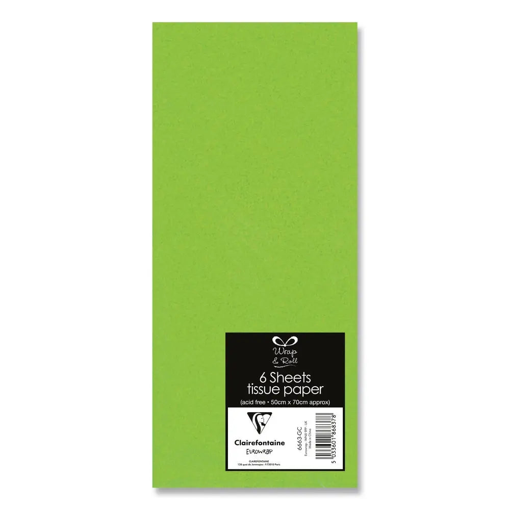 Papier de soie. 6 feuilles Vert 50X70 Cm CLAIREFONTAINE