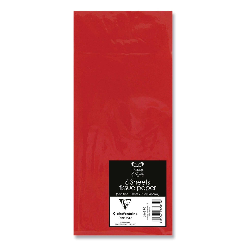 Papier de soie. 6 feuilles Rouge 50X70 Cm CLAIREFONTAINE