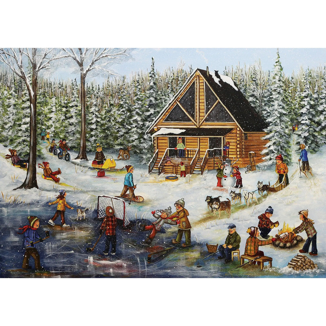 PZ1000: GENEST -HIVER AU CHALET BOIS ROND PBI PUZZLE