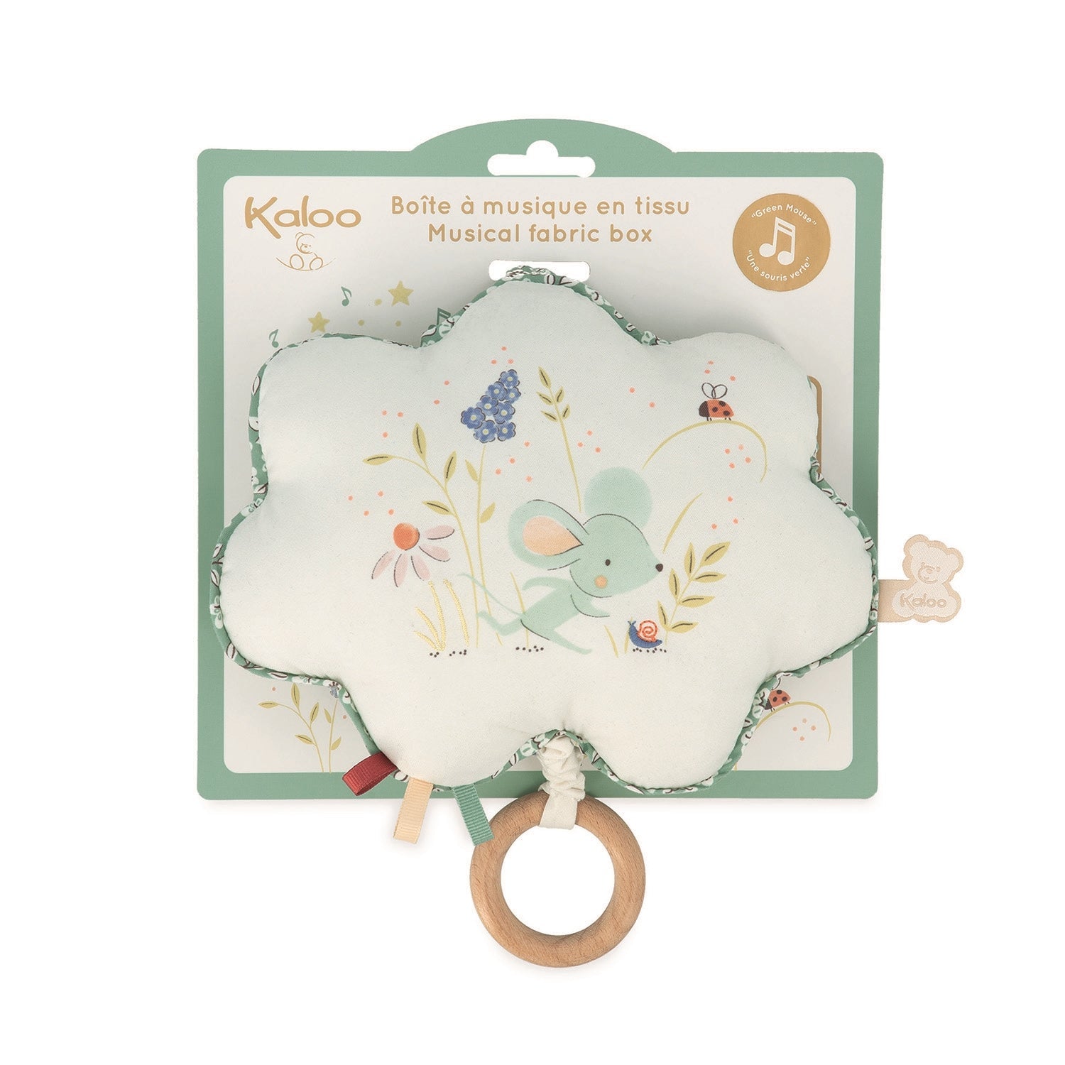 BOÎTE À MUSIQUE EN TISSU : UNE SOURIS VERTE KALOO
