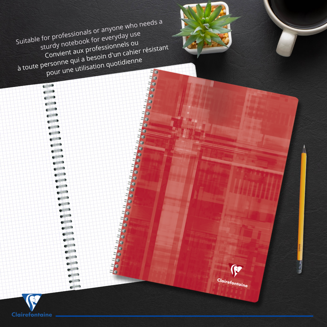Cahier reliure intégrale 5/5 -assortis- A4. 180 pages (21x29.7cm) CLAIREFONTAINE