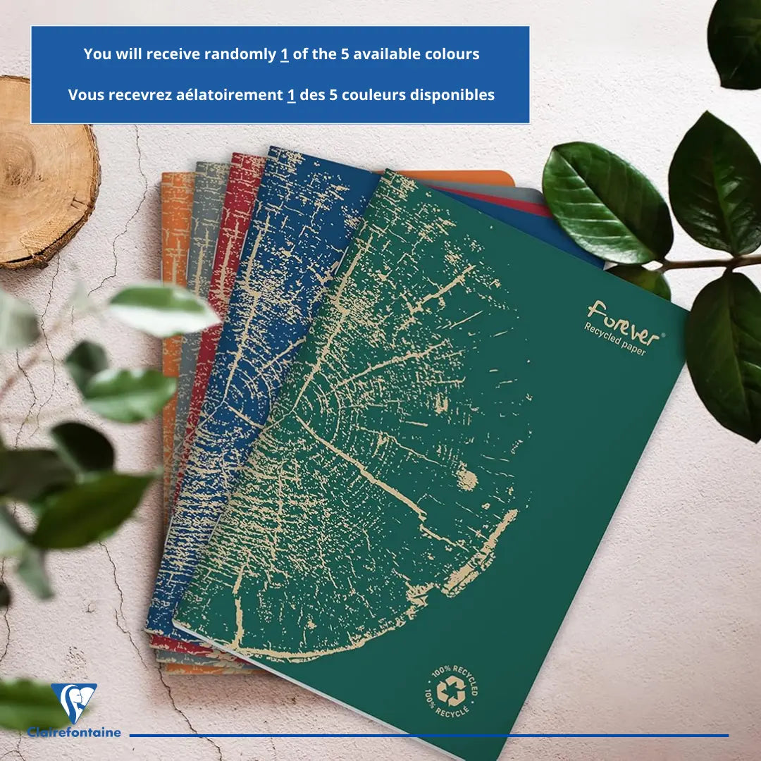 Forever premium cahier agrafé ligné -assortis- A5. 96 pages (14.8x21cm) CLAIREFONTAINE
