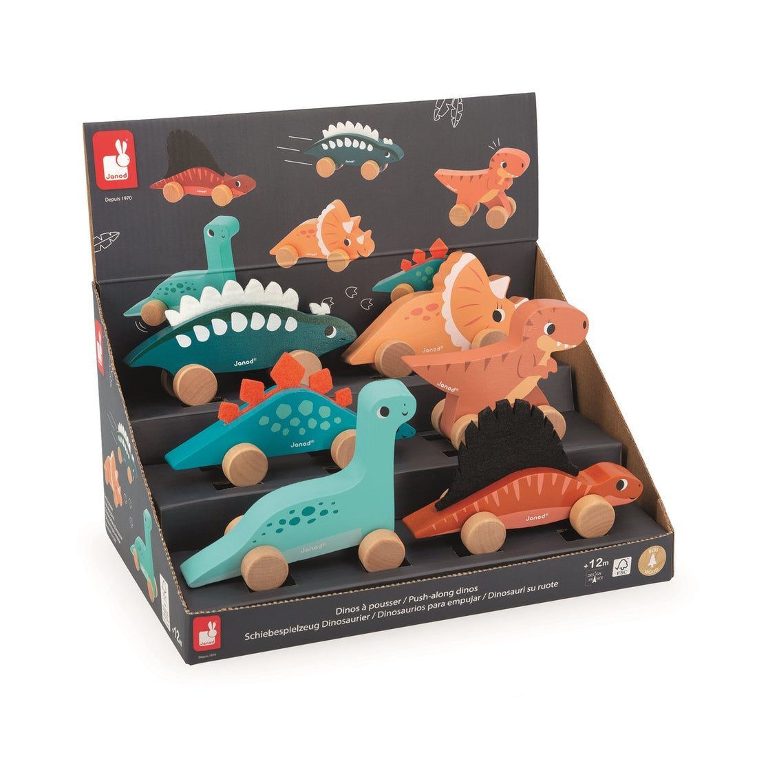 DINO - DINOS À POUSSER (VENDU 6 UNITÉS - 6 MODÈLES) JANOD