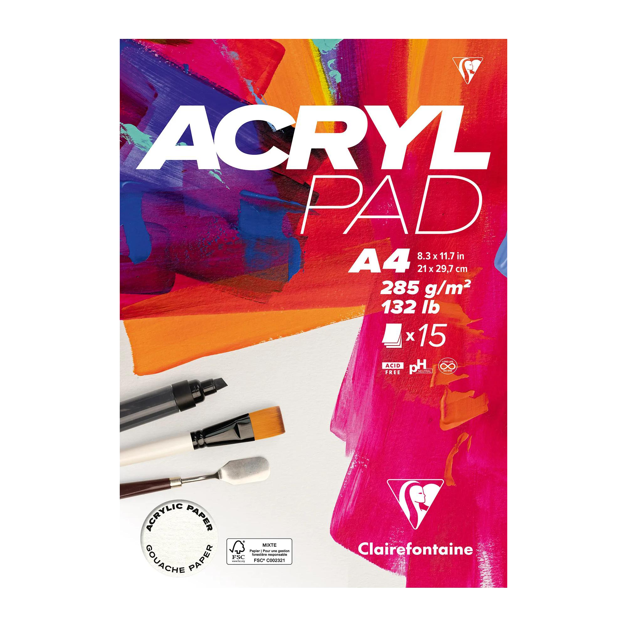 Acrylpad glued on top A4 15 sheet 285g