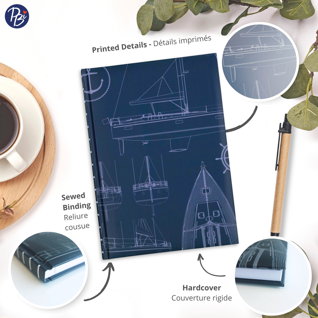 CAHIER DE NOTES - GRAND - CROQUIS DE BATEAU PBI LIVRES NOTES