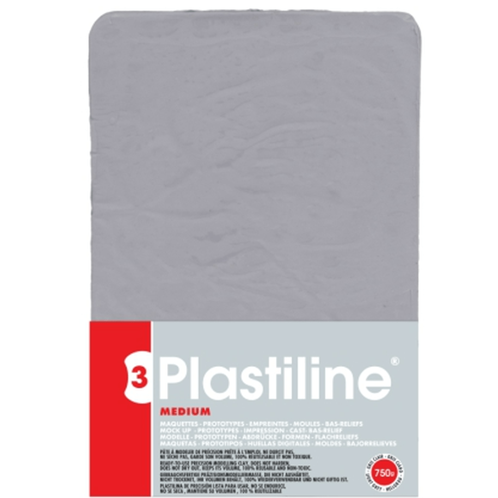 Bloc Plastiline Médium (Dureté 55) - Gris Clair 750G CLAIREFONTAINE