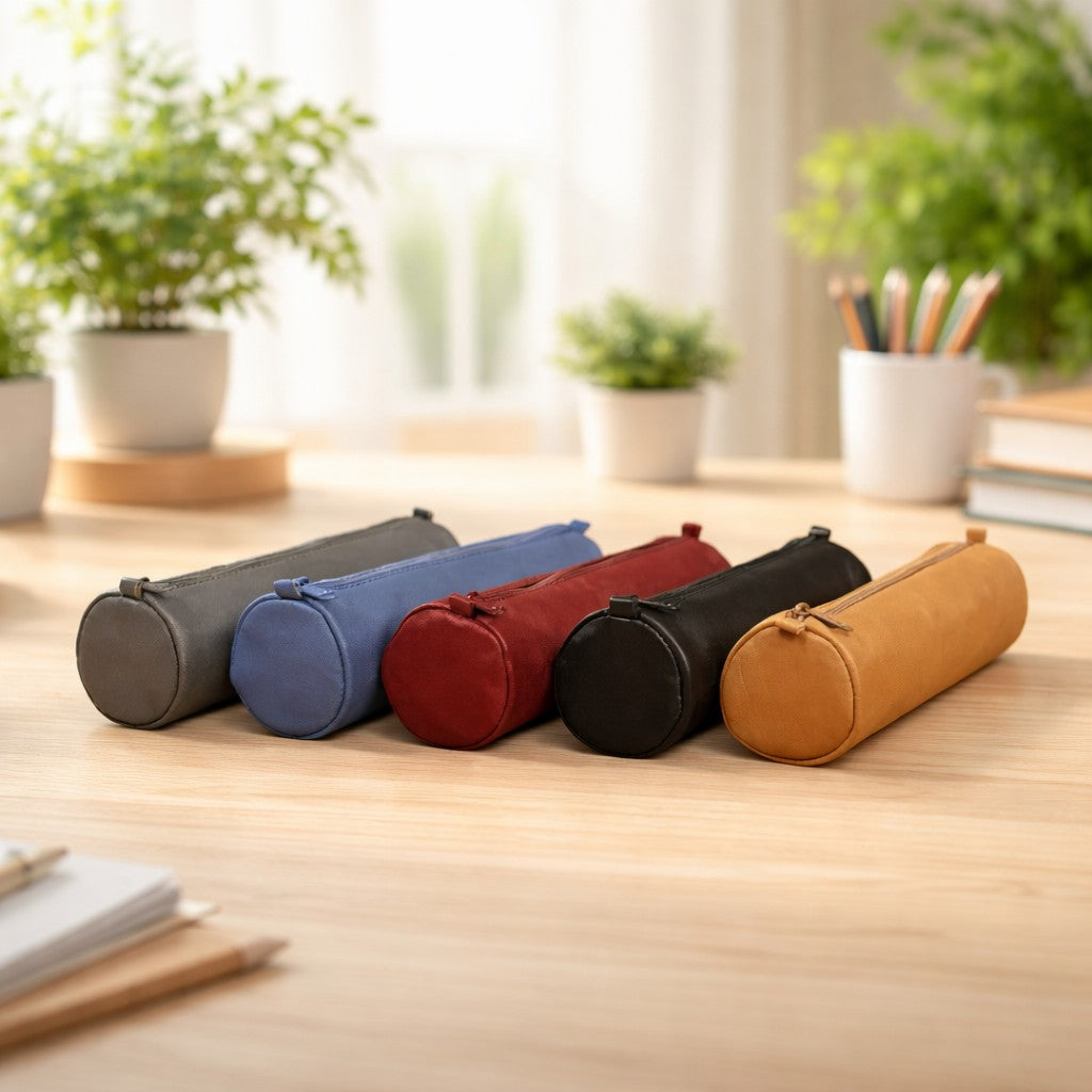 Small Round Age Bag Pencil Cases Assorted (7.3x1.6in)