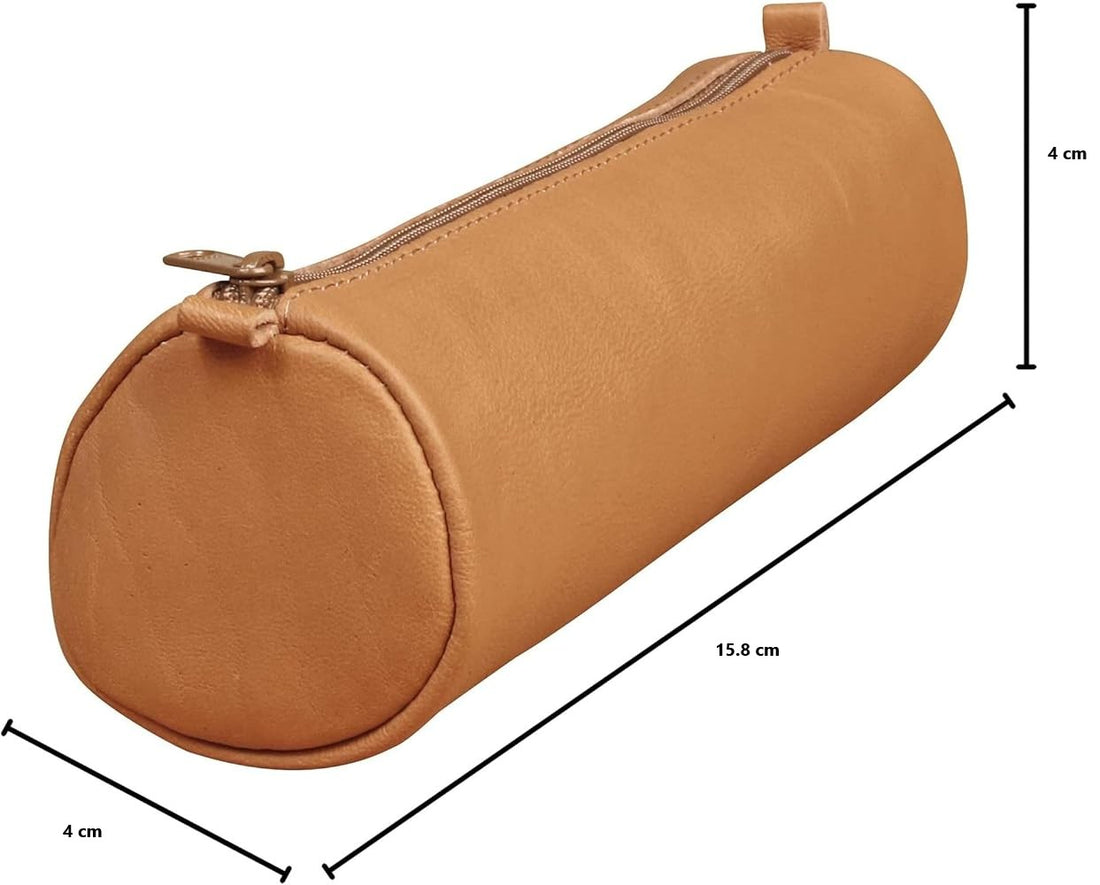 Trousse à crayons ronde Age Bag marron petits (18.5x4cm)