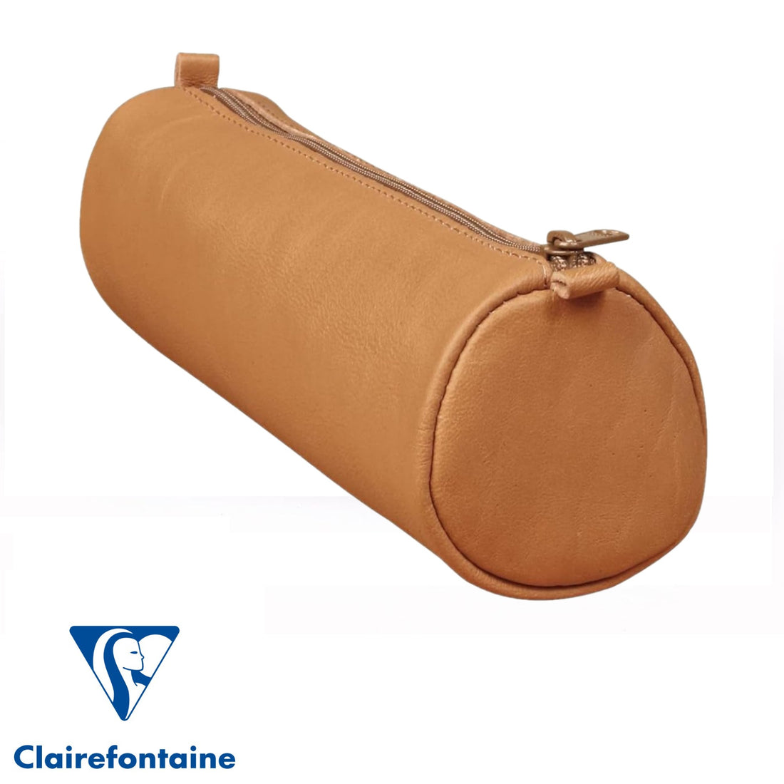 Round Age Bag Pencil Case Brown (8.7x3.15in)