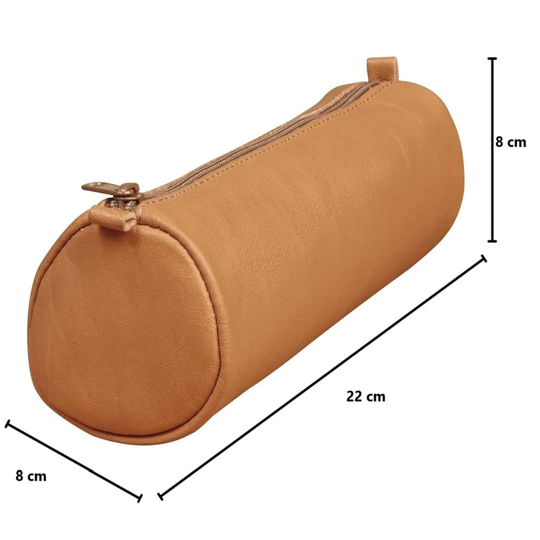 Round Age Bag Pencil Case Brown (8.7x3.15in)