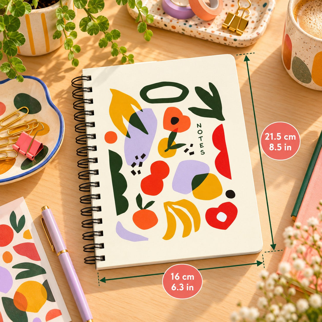 CAHIER DE NOTES- MEDIUM- FRUITS ABSTRAIT - PBI LIVRES NOTES