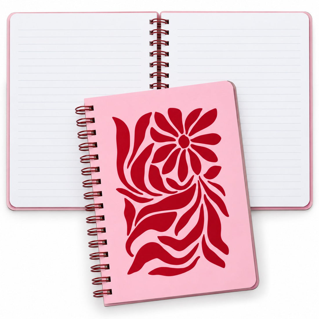 CAHIER DE NOTES- MEDIUM- FLEURS ROUGES ABSTRAIT - PBI LIVRES NOTES