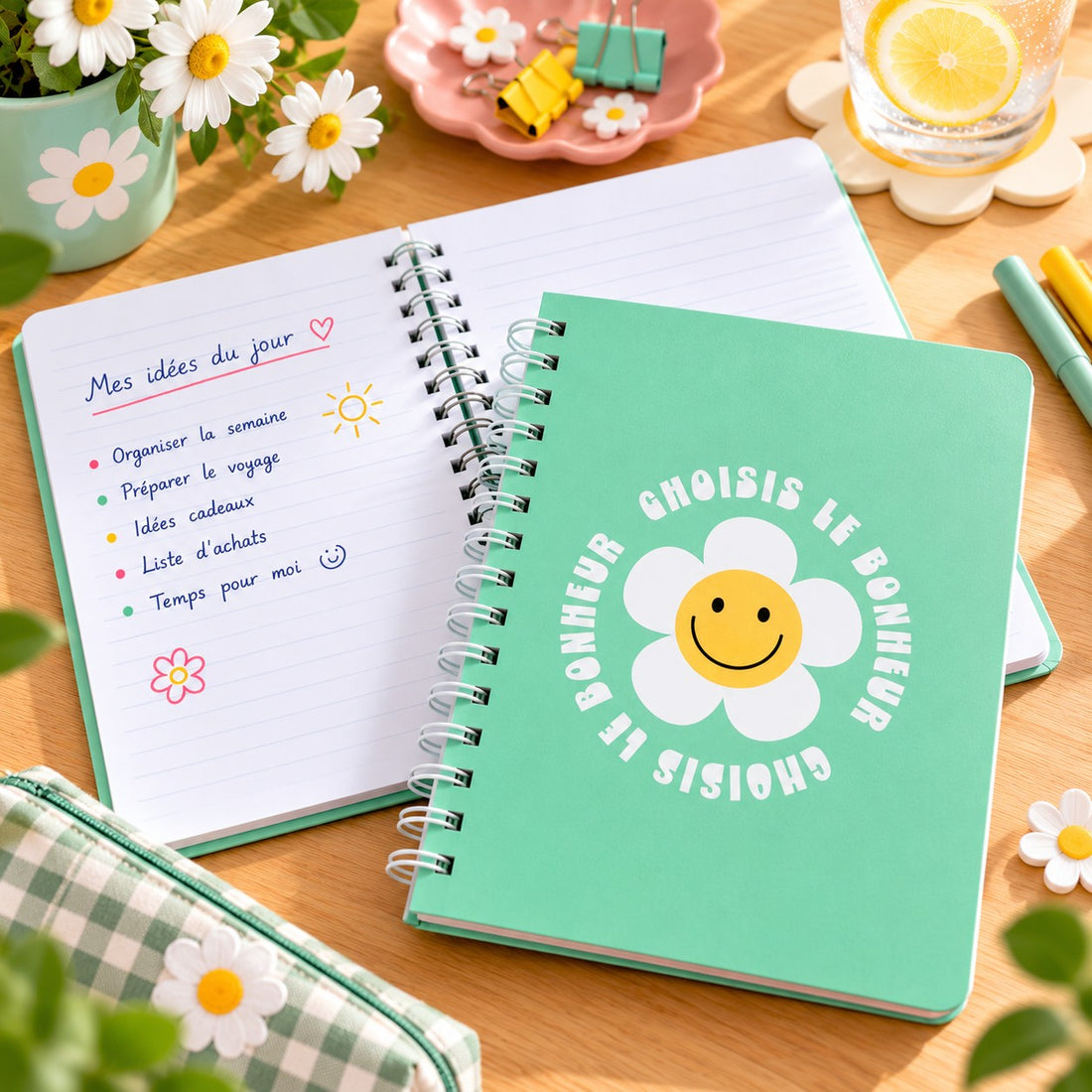 CAHIER DE NOTES- MEDIUM- CHOISIS LE BONHEUR - PBI LIVRES NOTES