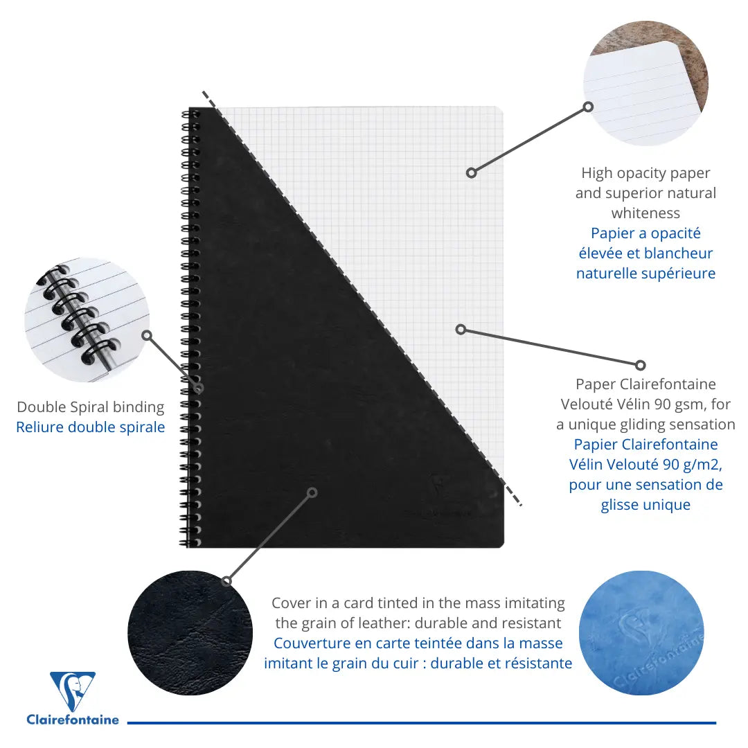 Age-bag cahier reliure intégrale 5/5 -noir- A4. 100 pages (21x29.7cm) CLAIREFONTAINE