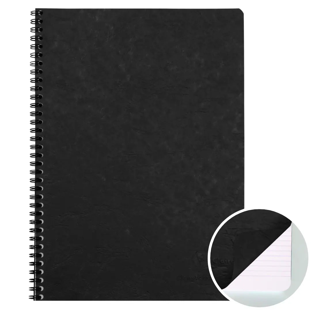 Age-bag cahier reliure intégrale ligné+M -noir- A4. 100 pages (21x29.7cm) CLAIREFONTAINE
