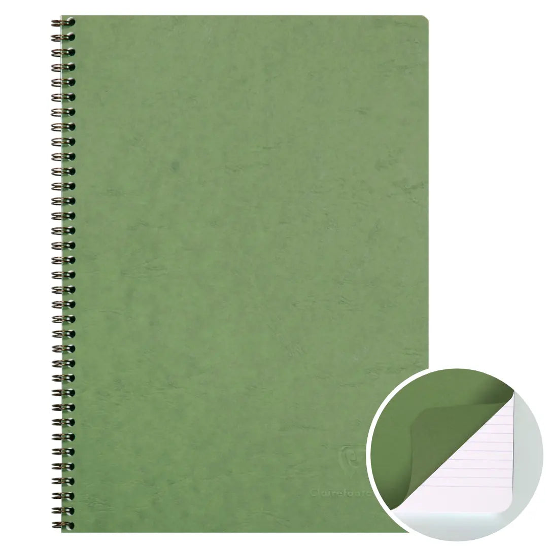 Age-bag cahier reliure intégrale ligné+M -vert- A4. 100 pages (21x29.7cm) CLAIREFONTAINE