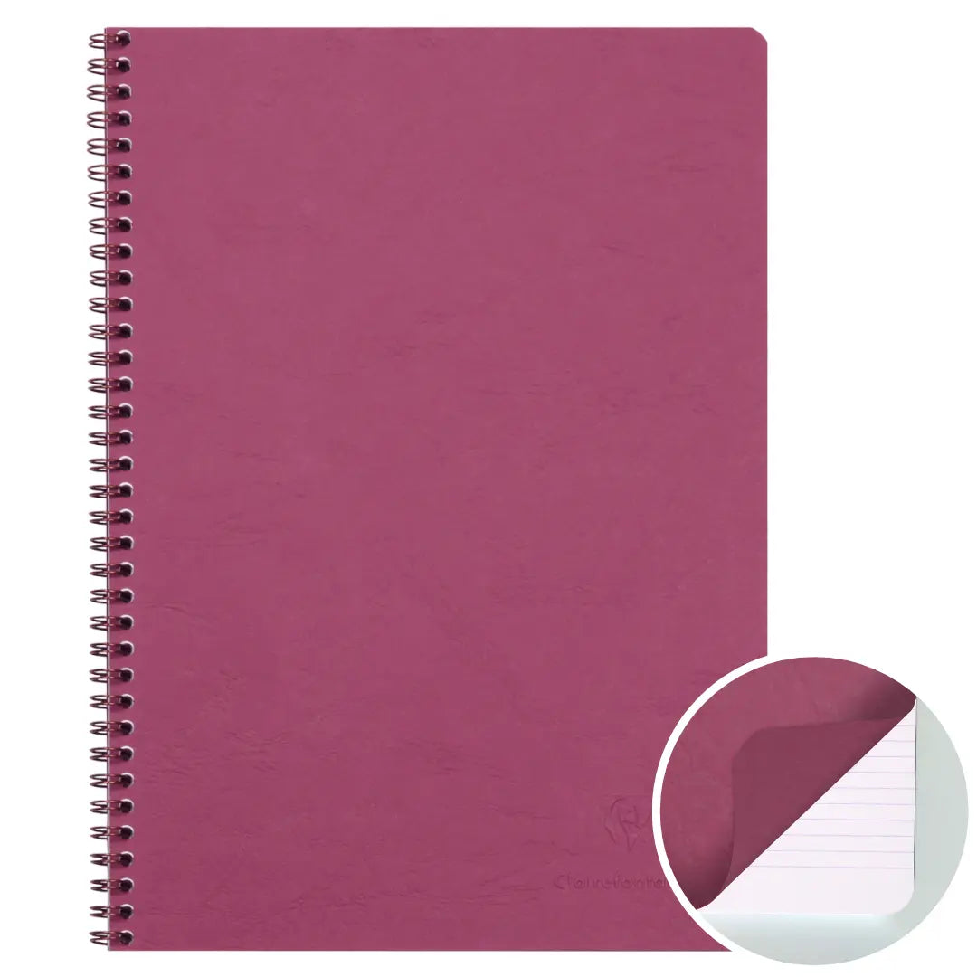 Age-bag cahier reliure intégrale ligné+M -rose- A4. 100 pages (21x29.7cm) CLAIREFONTAINE