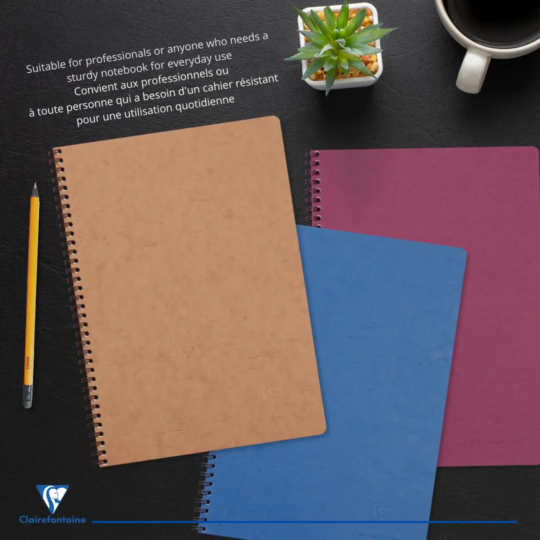 Age-bag cahier reliure intégrale ligné+M -tabac- A4. 100 pages (21x29.7cm) CLAIREFONTAINE