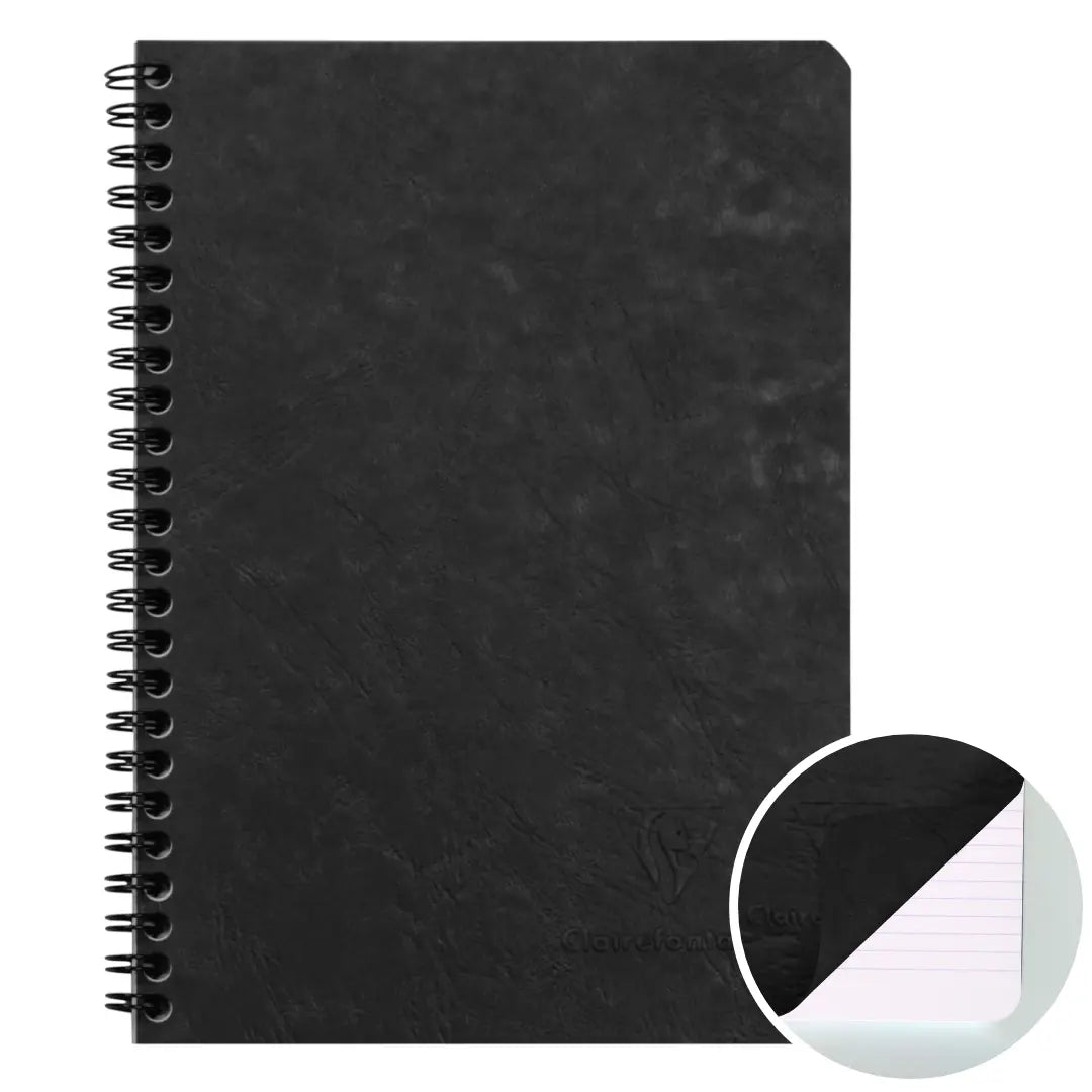 Age-bag cahier reliure intégrale ligné -noir- A5. 100 pages (14.8x21cm) CLAIREFONTAINE