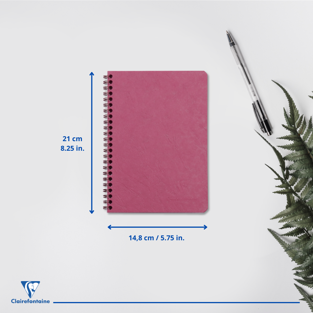 Age-bag cahier reliure intégrale ligné -rose- A5. 100 pages (14.8x21cm) CLAIREFONTAINE