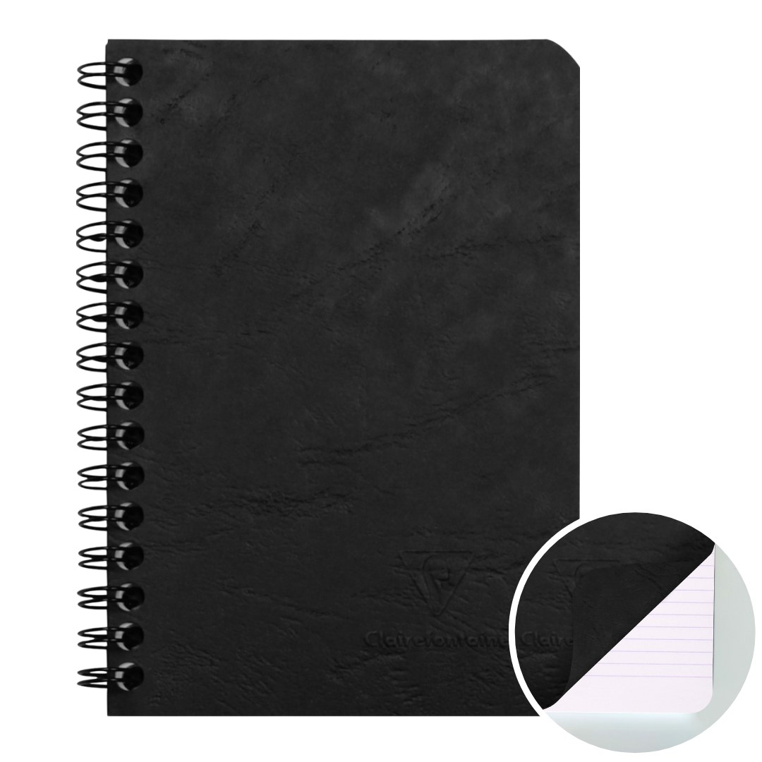 Age-bag cahier reliure intégrale ligné -noir- 100 pages (9x14cm) CLAIREFONTAINE