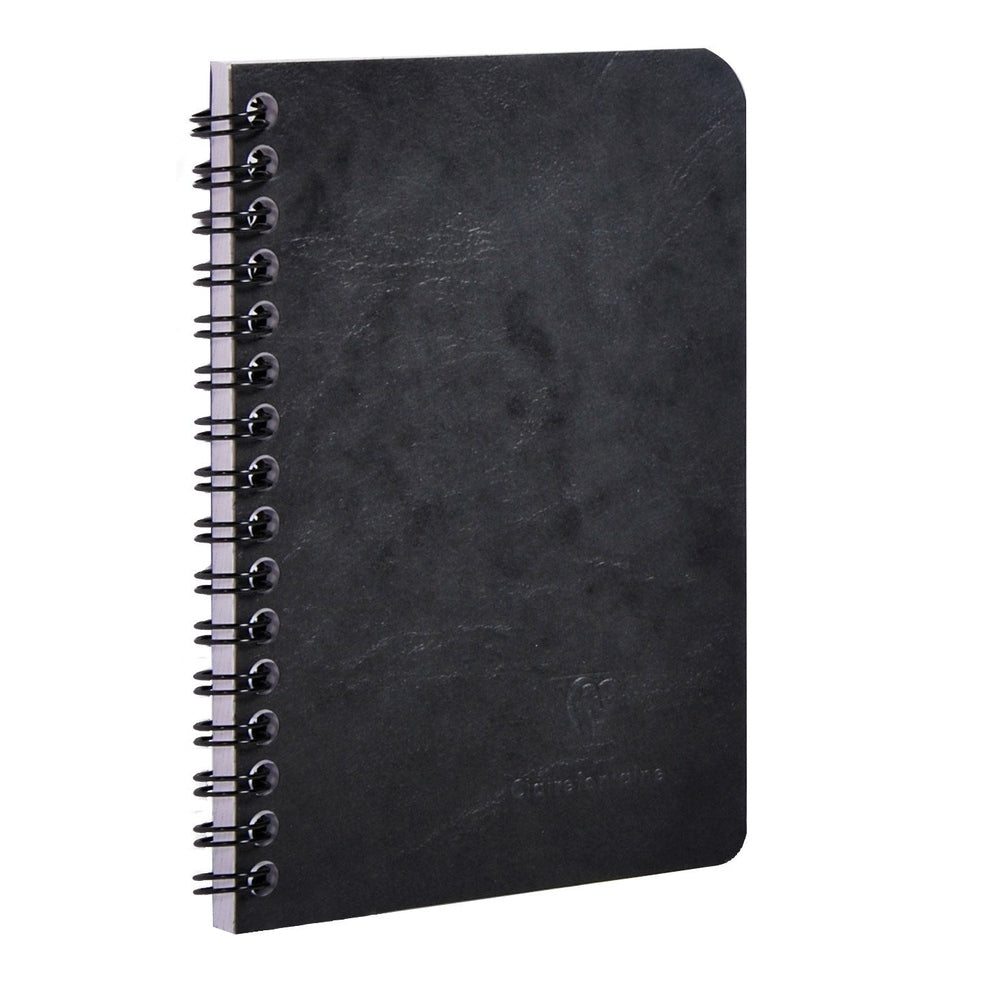 Age-Bag Cahier à reliure spirale ligné 100P 3¾X5½ Noir CLAIREFONTAINE