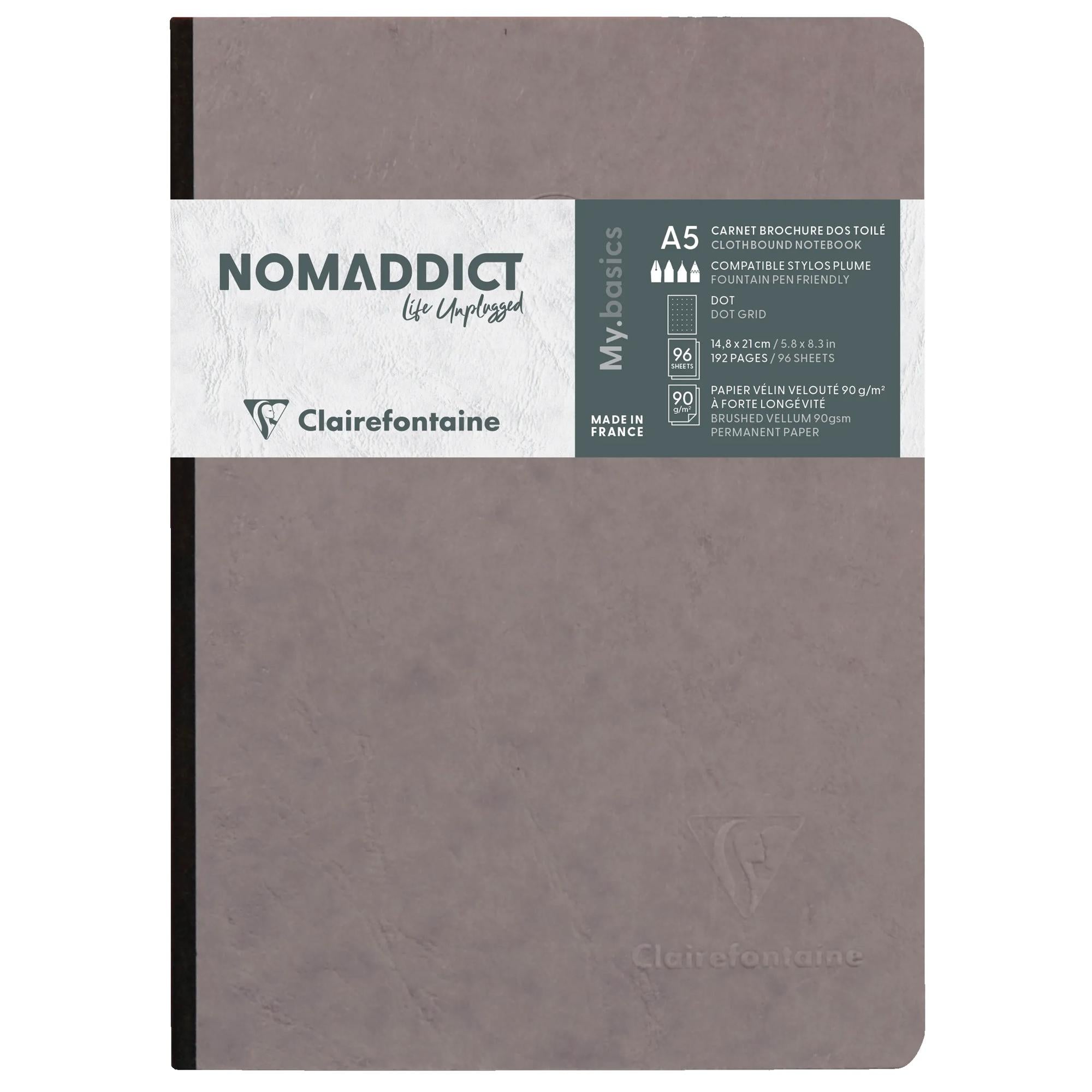 Cahier Agebag Dot Gris Dos toilé Brochure 192 pages A5 (14,8 × 21 cm)