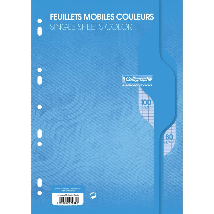 Feuilles mobiles 50S A4 Bleu CLAIREFONTAINE