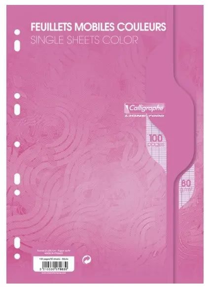 Feuilles mobiles 50S A4 Rose CLAIREFONTAINE