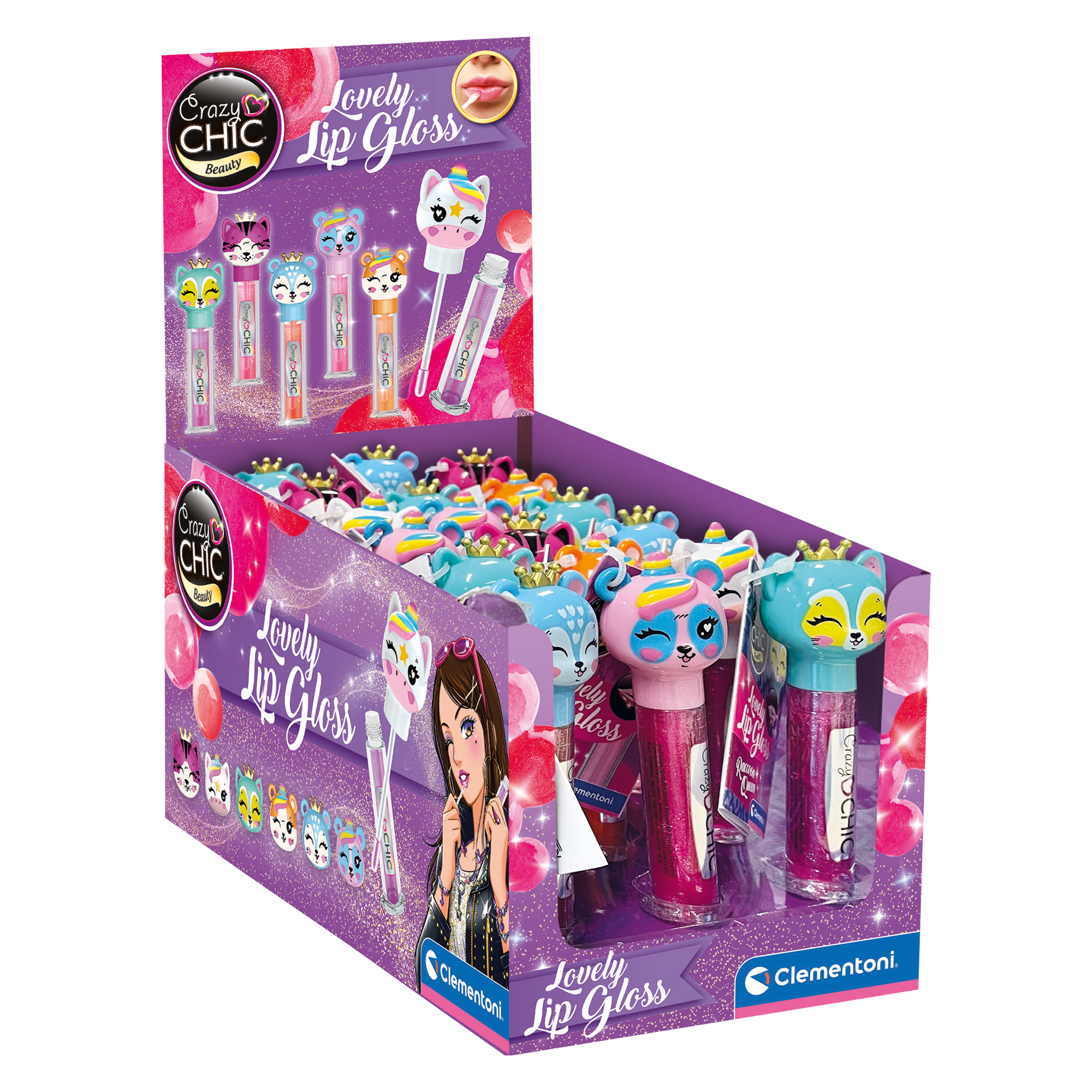 CRAZY CHIC: LOVELY GLOSS EN BÂTON (VENDU 18 UNITÉS - 6 MODÈLES) CLEMENTONI