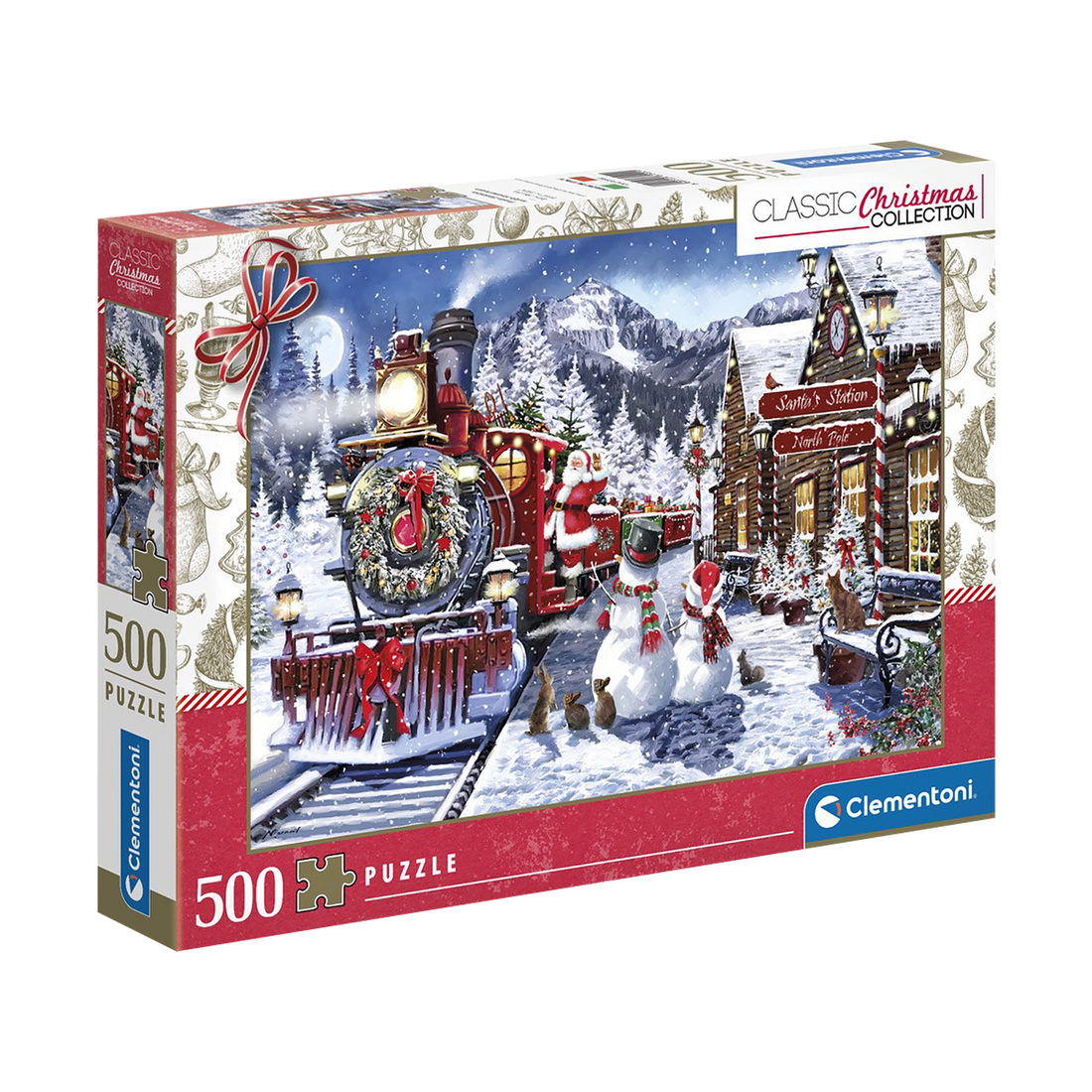 PZ500: STATION DE TRAIN ET BONHOMMES DE NEIGE CLEMENTONI PUZZLES