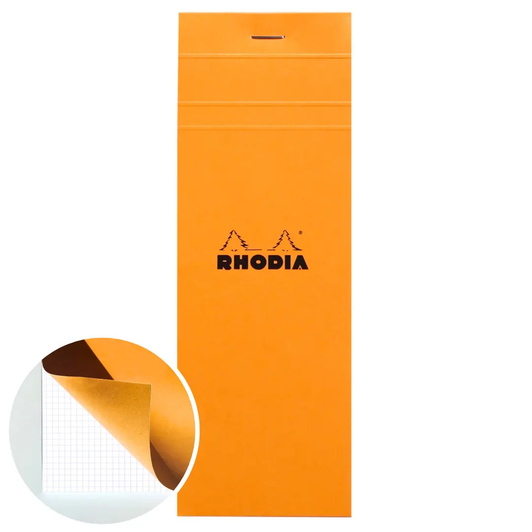 Bloc-notes N°8 agrafé 5/5 -orange- 80 feuilles  (7.4x21cm) RHODIA